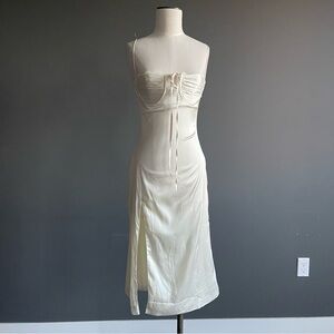 Ivory Satin Lingerie-Inspired Slip Dress | Ruched Bust | Salty S